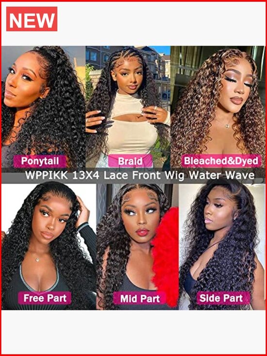 13x4 Lace Front Wig Human Hair Pre Plucked 180 Density Wet and Wavy Curly Lace main image 4